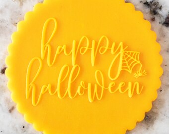 Happy Halloween with Spider POPup Embosser Cookie Biscuit Stamp Fondant Cake Decorating Icing Cupcakes Stencil Halloween