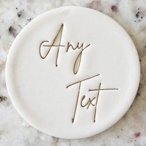 CUSTOM Any Text 2 Cookie Biscuit Stamp (Fits M&S) Personalised Fondant Cake Decorating Icing Cupcakes Stencil Wedding Clay