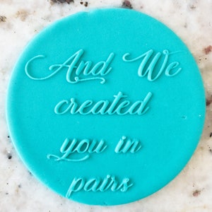 And We Created You In Pairs Biscuit Cookie POPup Embosser Stamp Fondant Cake Decorating Icing Cupcakes Stencil Islamic Wedding