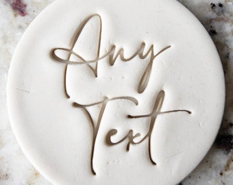 CUSTOM Any Text 4A Cookie Biscuit Stamp Fondant Cake Decorating Icing Cupcakes Stencil Wedding Clay
