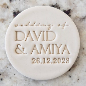 Wedding Of CUSTOM Names and Date Cookie Biscuit Stamp Fondant Cake Decorating Icing Cupcakes Stencil Wedding Clay