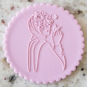 Abstract Hijab Floral POPup Embosser Cookie Biscuit Stamp Fondant Cake Decorating Icing Cupcakes Stencil Mothers Day