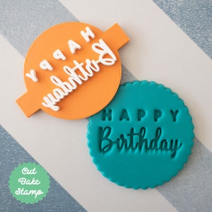 Alles Gute zum Geburtstag, gemischte Schriftarten, Keks, Prägestempel, Fondant, Kuchen, Verzieren, Zuckerguss