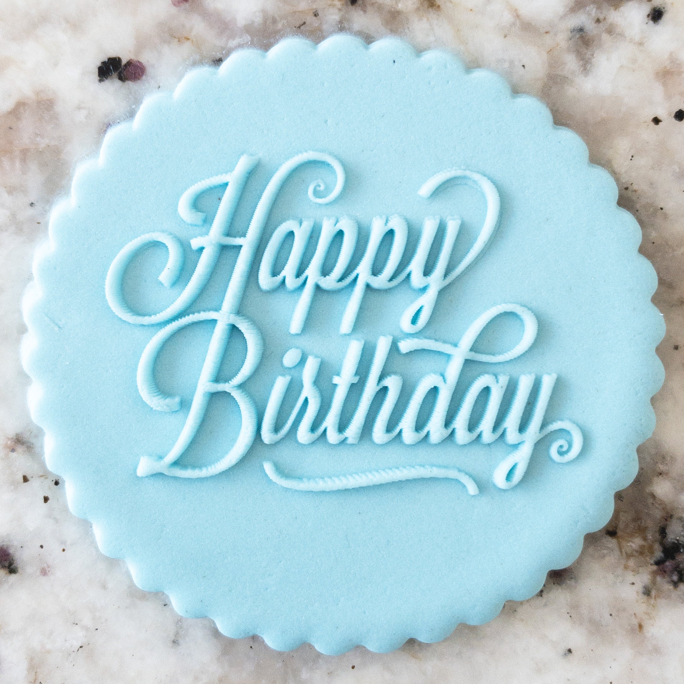 Happy Birthday Text Words Script Font Cookie Stamp Embosser USA PR2821