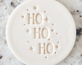 Ho Ho Ho With Stars Cookie Biscuit Stamp Fondant Cake Decorating Icing Cupcakes Stencil