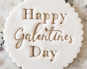 Happy Galentines Day Cookie Biscuit Stamp Fondant Cake Decorating Icing Cupcakes Stencil Embosser Valentines Day
