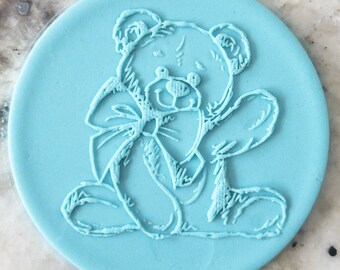 Oscar The Bear Wave POPup Embosser Cookie Biscuit Stamp Fondant Cake Decorating Icing Cupcakes Baby Stencil
