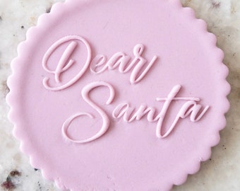 Dear Santa POPup Embosser Cookie Biscuit Stamp Fondant Cake Decorating Icing Cupcakes Stencil Christmas