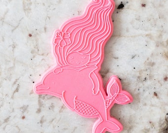 Mermaid with Dolphin Cookie POPup Embosser Stamp & Cutter Fondant Cake Decorating Icing