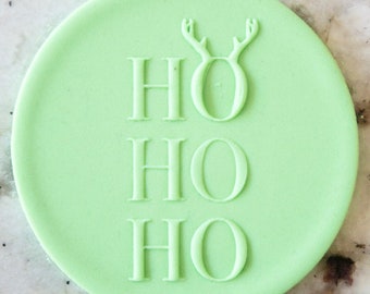 Ho Ho Ho with Antlers POPup Embosser Cookie Biscuit Stamp Fondant Cake Decorating Icing Cupcakes Stencil Christmas