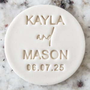 CUSTOM Wedding Names and Date 3 And Cookie Biscuit Stamp Fondant Cake Decorating Icing Cupcakes Stencil Anniversary Clay