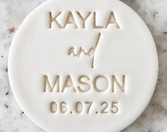 CUSTOM Wedding Names and Date 3 And Cookie Biscuit Stamp Fondant Cake Decorating Icing Cupcakes Stencil Anniversary Clay