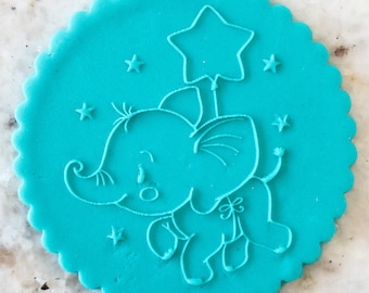 Cute Elephant Biscuit Cookie POPup Embosser Stamp Fondant Cake Decorating Icing Cupcakes Stencil Baby Shower
