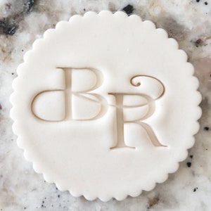 Initiales personnalisées Script Cookie Biscuit Stamp Fondant Décoration de gâteau glaçage Cupcakes Pochoir Argile Mariage