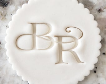 CUSTOM Initials Script Cookie Biscuit Stamp Fondant Cake Decorating Icing Cupcakes Stencil Clay Wedding