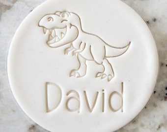 CUSTOM Name With Dinosaur Birthday Cookie Biscuit Stamp Fondant Cake Decorating Icing Cupcakes Stencil Clay