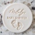 CUSTOM Name Baby Shower With Baby Feet Cookie Biscuit Stamp Fondant Cake Decorating Icing Cupcakes Stencil