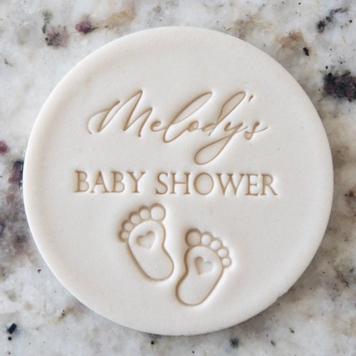 CUSTOM Name Baby Shower Mit Baby Füße Cookie Keks Stempel (Passend für M & S) Personalisierte Fondant Kuchen Dekorieren Icing Cupcakes Schablone