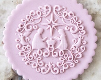 Kerststal POPup Embosser Cookie Biscuit Stamp Fondant Cake Versieren Icing Cupcakes Stencil Kerstmis