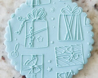 Christmas Presents Pattern Biscuit Cookie POPup Embosser Stamp Fondant Cake Decorating Icing