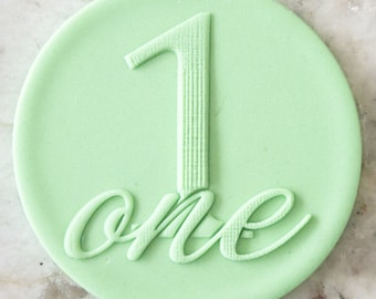 One Birthday 1 POPup Embosser Cookie Biscuit Stamp Fondant Cake Decorating Icing Cupcakes Clay Stencil