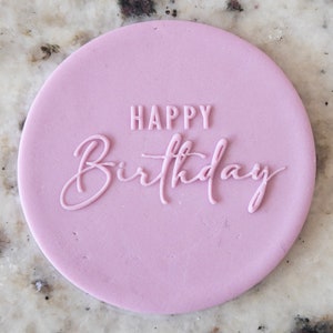 Happy Birthday Mixed Font 2 POPup Embosser Cookie Keks Stempel Fondant Kuchen Dekorieren Icing Cupcakes Schablone