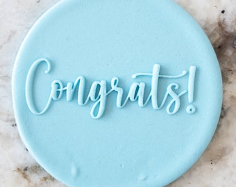 Congrats Biscuit Cookie POPup Embosser Stamp Fondant Cake Decorating Icing Stencil