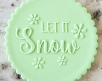 Let It Snow POPup Embosser Cookie Biscuit Stamp Fondant Cake Decorating Icing Cupcakes Stencil Christmas