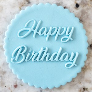 Happy Birthday Script Keks POPup Prägung Stempel Fondant Cake Dekorieren Iks Schablone