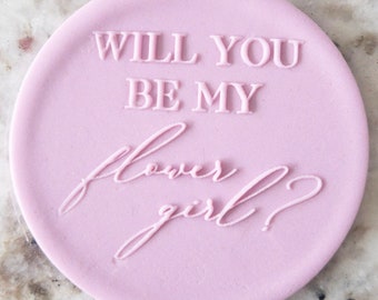 Will You Be My Flower Girl POPup Embosser Cookie Biscuit Stamp Fondant Cake Decorating Icing Cupcakes Wedding Stencil