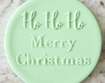 Ho Ho Ho Merry Christmas POPup Embosser Cookie Biscuit Stamp Fondant Cake Decorating Icing Cupcakes Stencil Christmas