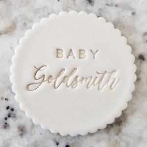 CUSTOM Baby Name Script Cookie Biscuit Stamp (Fits M&S) Personalised Fondant Cake Decorating Icing Cupcakes Stencil