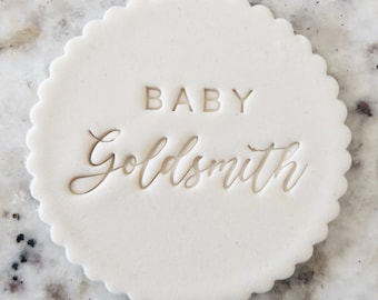 CUSTOM Baby Name Script Cookie Biscuit Stamp (Fits M&S) Personalised Fondant Cake Decorating Icing Cupcakes Stencil
