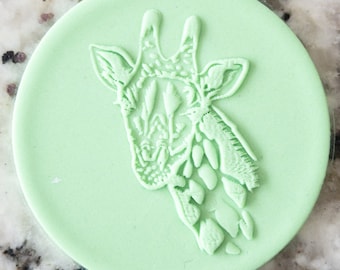 Cabeza de jirafa POPup Embosser Galleta Galleta Sello Fondant Cake Decoración Glaseado Cupcakes Stencil Safari Jungle