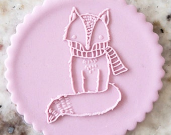 Volpe con sciarpa POPup Embosser Cookie Biscotto Timbro Torta fondente Decorazione Glassa Cupcakes Stencil Natale