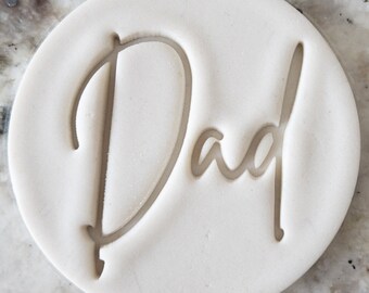Dad Script Cookie Biscuit Stamp Fondant Cake Decorating Icing Cupcakes Stencil Fathers Day