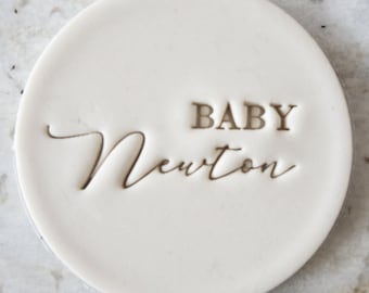 CUSTOM Baby Name 2 Cookie Biscuit Stamp (Fits M&S) Personalised Fondant Cake Decorating Icing Cupcakes Stencil Baby Shower Clay