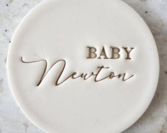 AANGEPASTE babynaam 2 Cookie Biscuit stempel Fondant taart versieren Icing Cupcakes stencil baby douche klei