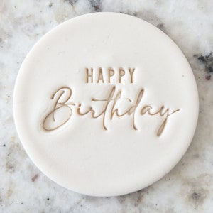 Feliz cumpleaños, fuente mixta, 3 galletas, sellos, fondant, decoración de pasteles, glaseado, cupcakes, plantilla de arcilla