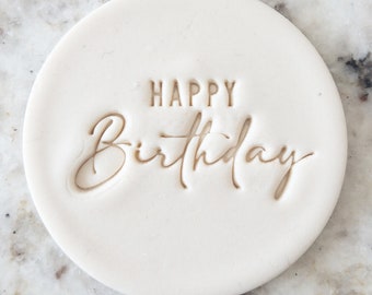 Happy Birthday Mixed Font 3 Cookie Biscuit Stamp Fondant Cake Decorating Icing Cupcakes Stencil Clay