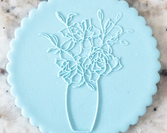 Flower Vase 2 Biscuit Cookie POPup Embosser Stamp Fondant Cake Decorating Icing Cupcake Stencil