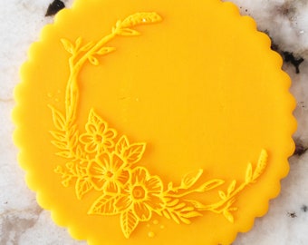 Floral Detail 3 Embosser Cookie Biscuit Stamp Fondant Cake Decorating Icing Cupcakes Stencil