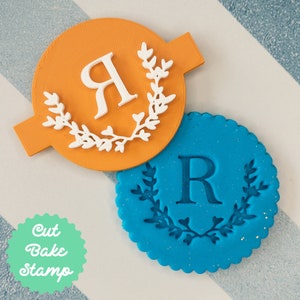 ELIGE TU LETRA Sello para galletas con diseño floral, para decorar tartas con fondant y glaseado.