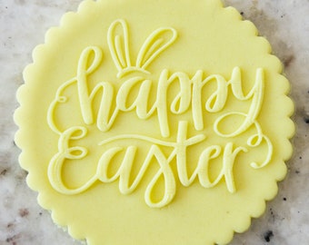 Happy Easter 2 POPup Embosser Cookie Biscuit Stamp Fondant Cake Decorating Icing Cupcakes Stencil Easter