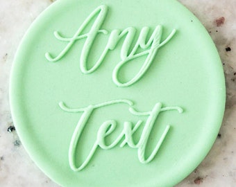 CUSTOM Any Text 4 Biscuit Cookie POPup Embosser Stamp Fondant Cake Decorating Icing Stencil Clay