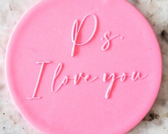 PS I Love You POPup Embosser Cookie Biscuit Timbre Fondant Gâteau Décoration Glaçage Cupcakes Pochoir Saint-Valentin