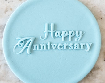 Happy Anniversary Embosser Cookie Biscuit Stamp Fondant Cake Decorating Icing Cupcakes Stencil