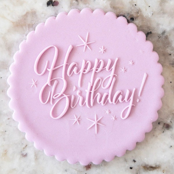 Joyeux anniversaire Stars POPup Embosser Cookie Biscuit Timbre Fondant Gâteau Décoration Glaçage Cupcakes Pochoir