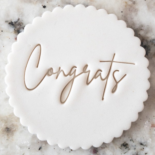 Congrats Script Cookie Biscuit Stamp Fondant Cake Decorating Icing Cupcakes Stencil