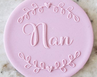 Nan Wreath POPup Embosser Cookie Biscuit Stamp Fondant Cake Decorating Icing Cupcakes Stencil Mothers Day